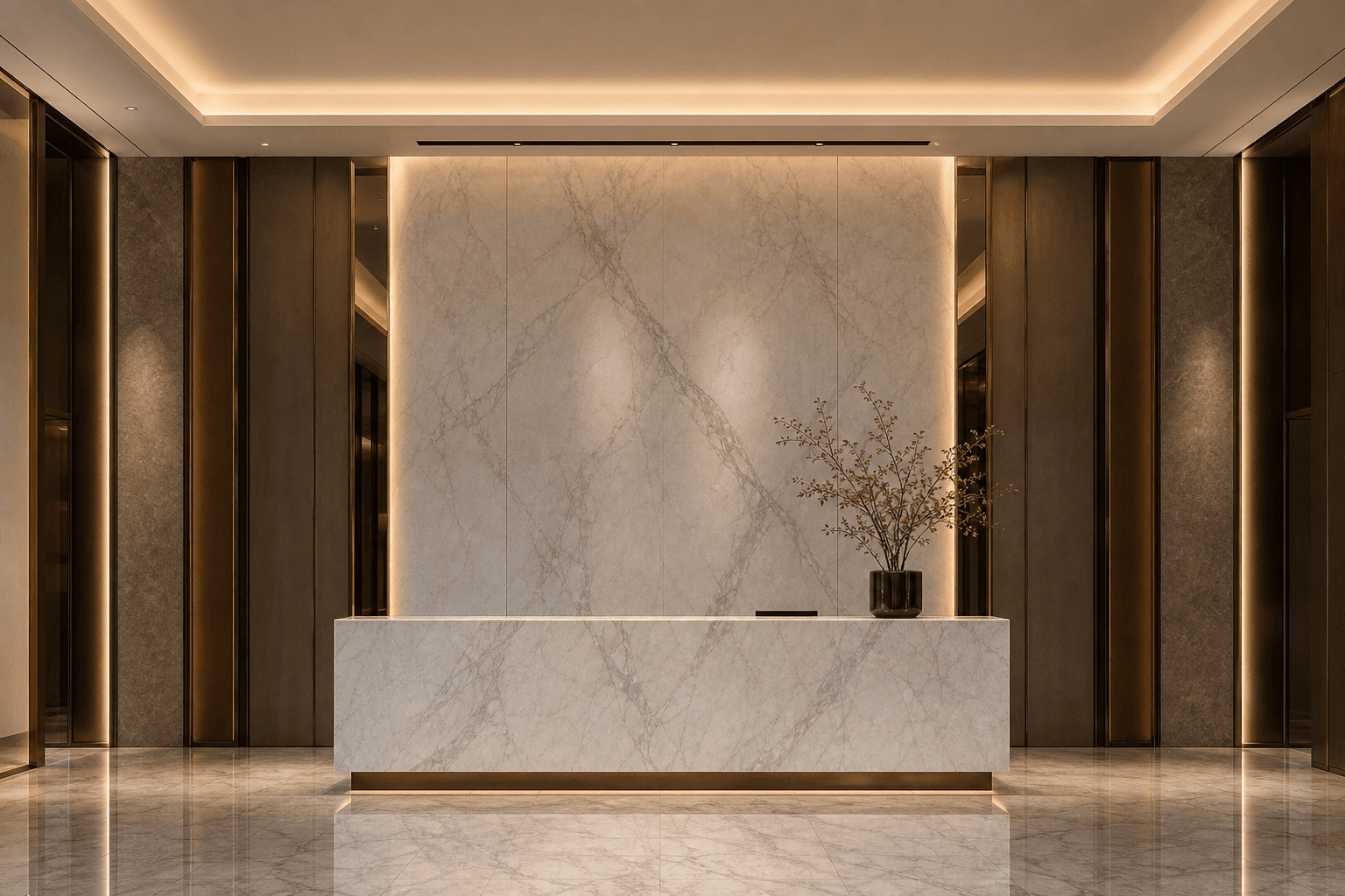 Ultra realistic luxury marble architectural interior for Atelier Marble