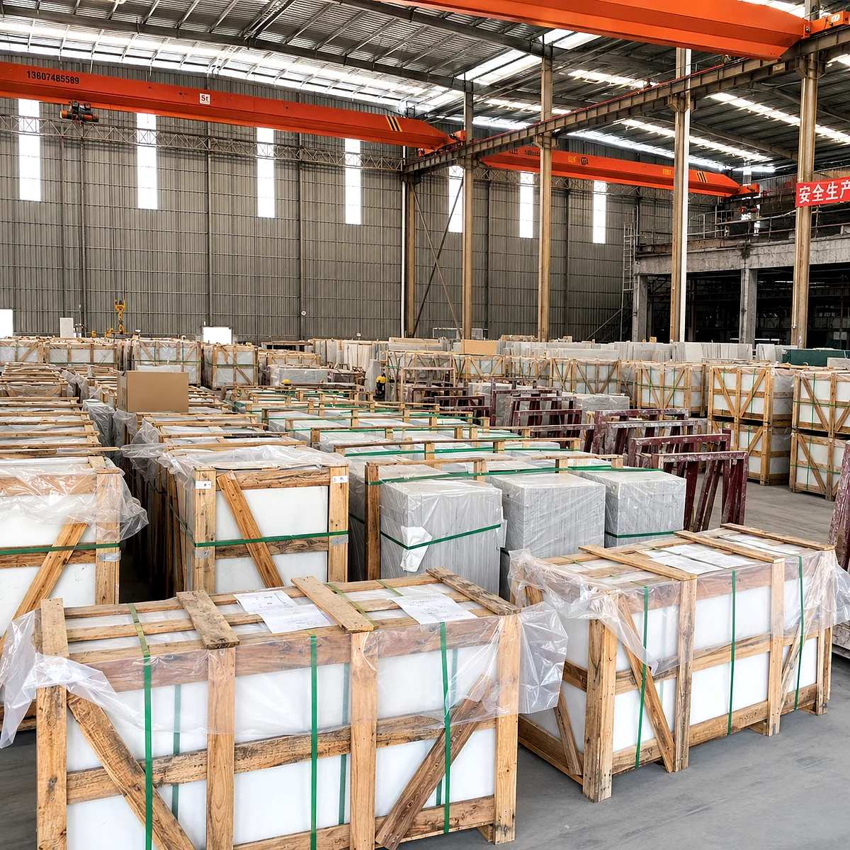 Workshop production reference 31 for stone fabrication and export preparation
